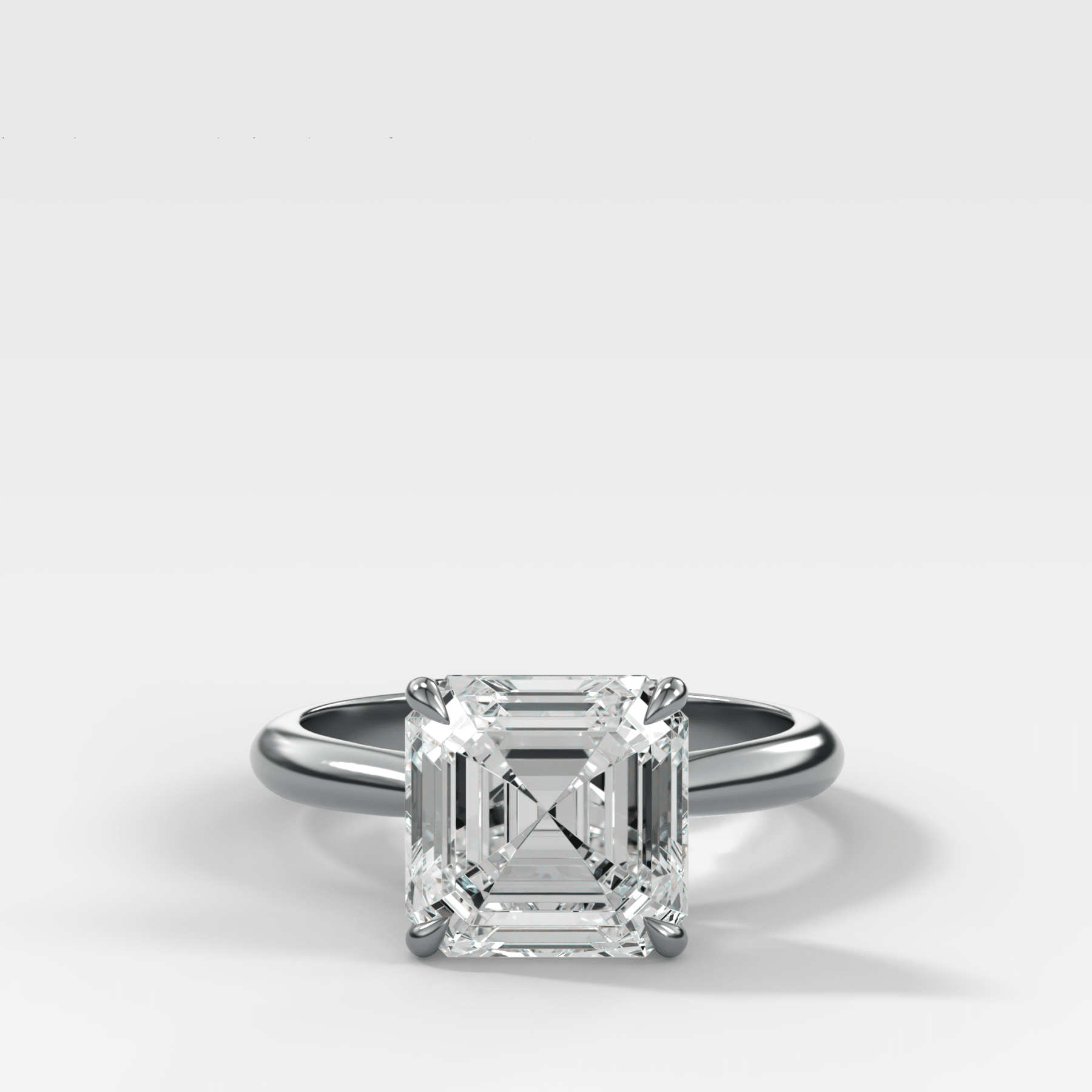 Tulip Basket Cathedral Engagement Ring with Asscher Cut Diamond