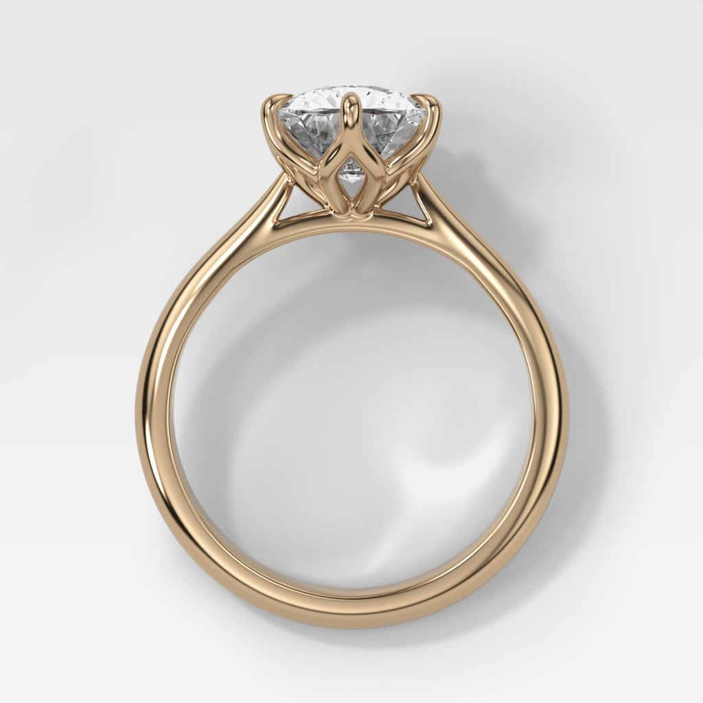 Tulip Basket Cathedral Engagement Ring with Elongated Cushion Cut Diamond