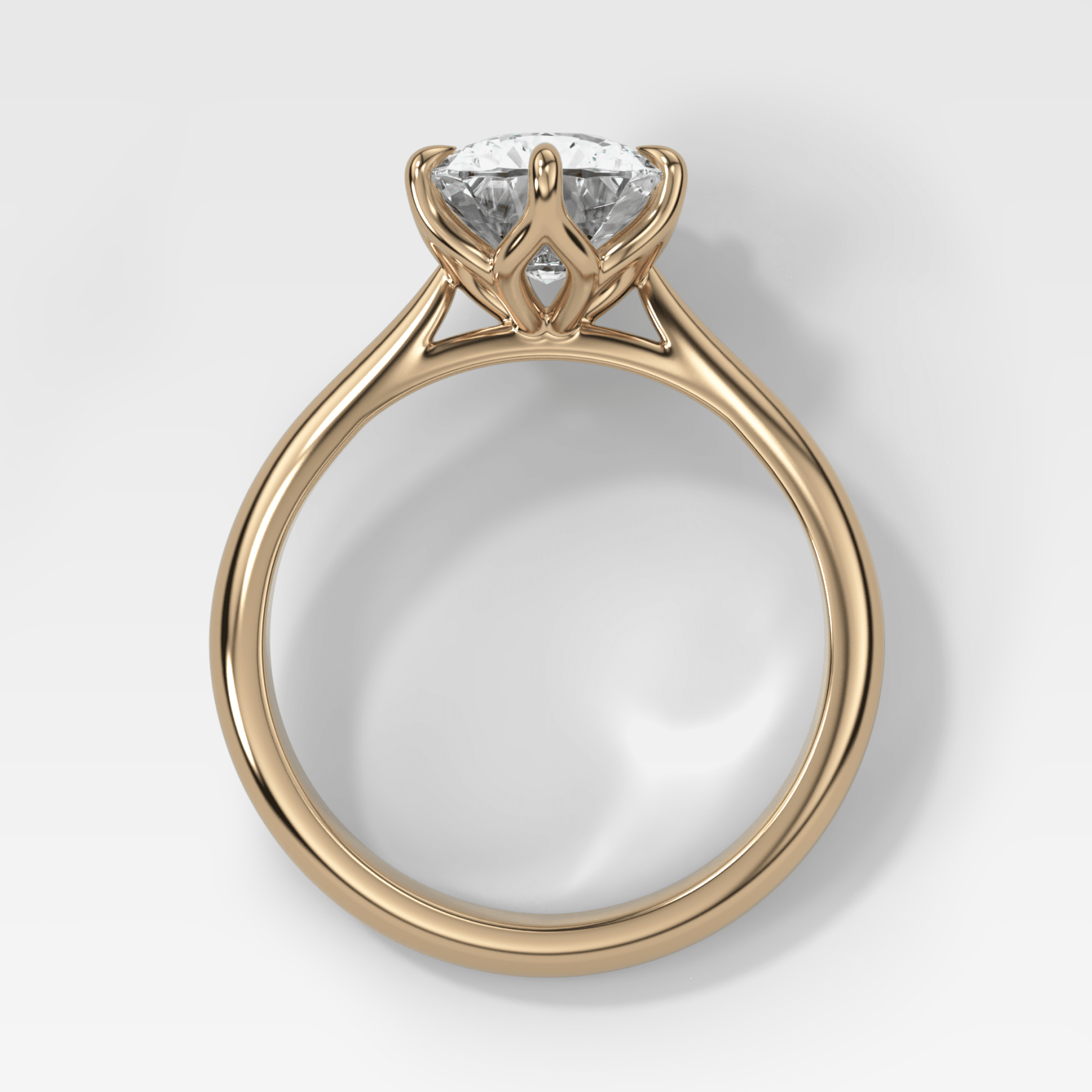 Tulip Basket Cathedral Engagement Ring with Elongated Cushion Cut Diamond