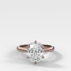 Tulip Basket Cathedral Engagement Ring with Elongated Cushion Cut Diamond