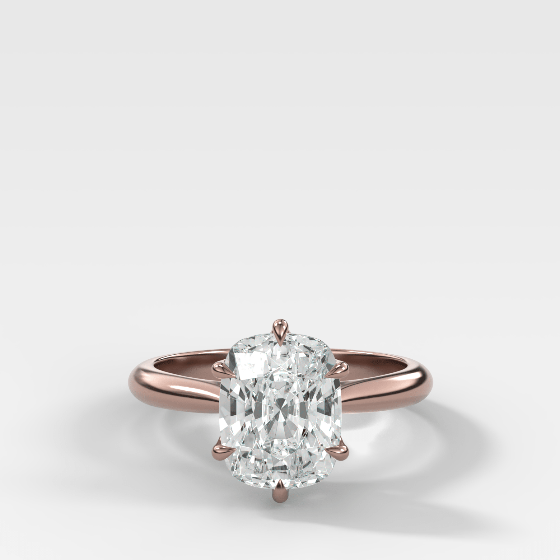 Tulip Basket Cathedral Engagement Ring with Elongated Cushion Cut Diamond