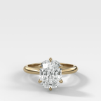 Tulip Basket Cathedral Engagement Ring with Elongated Cushion Cut Diamond
