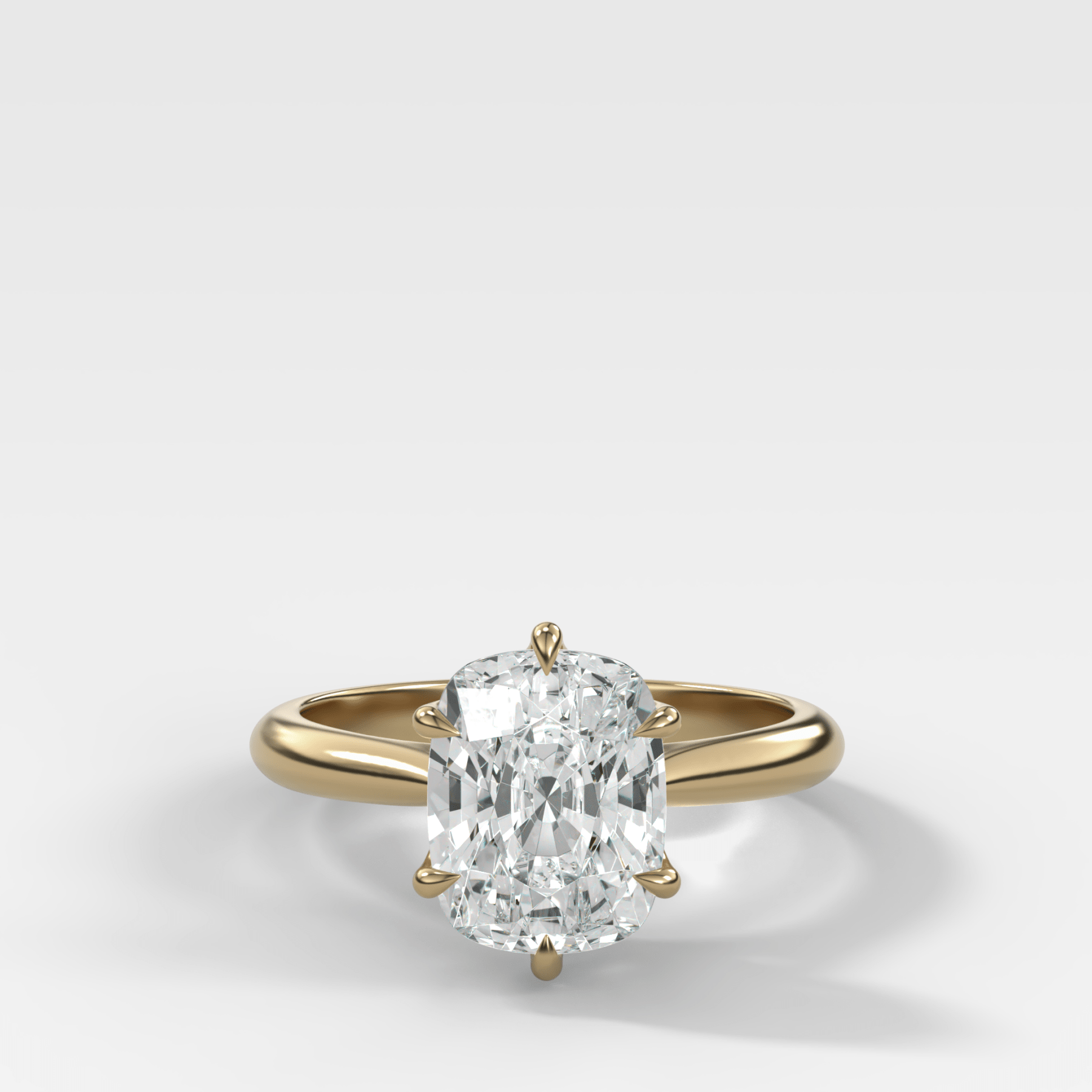 Tulip Basket Cathedral Engagement Ring with Elongated Cushion Cut Diamond
