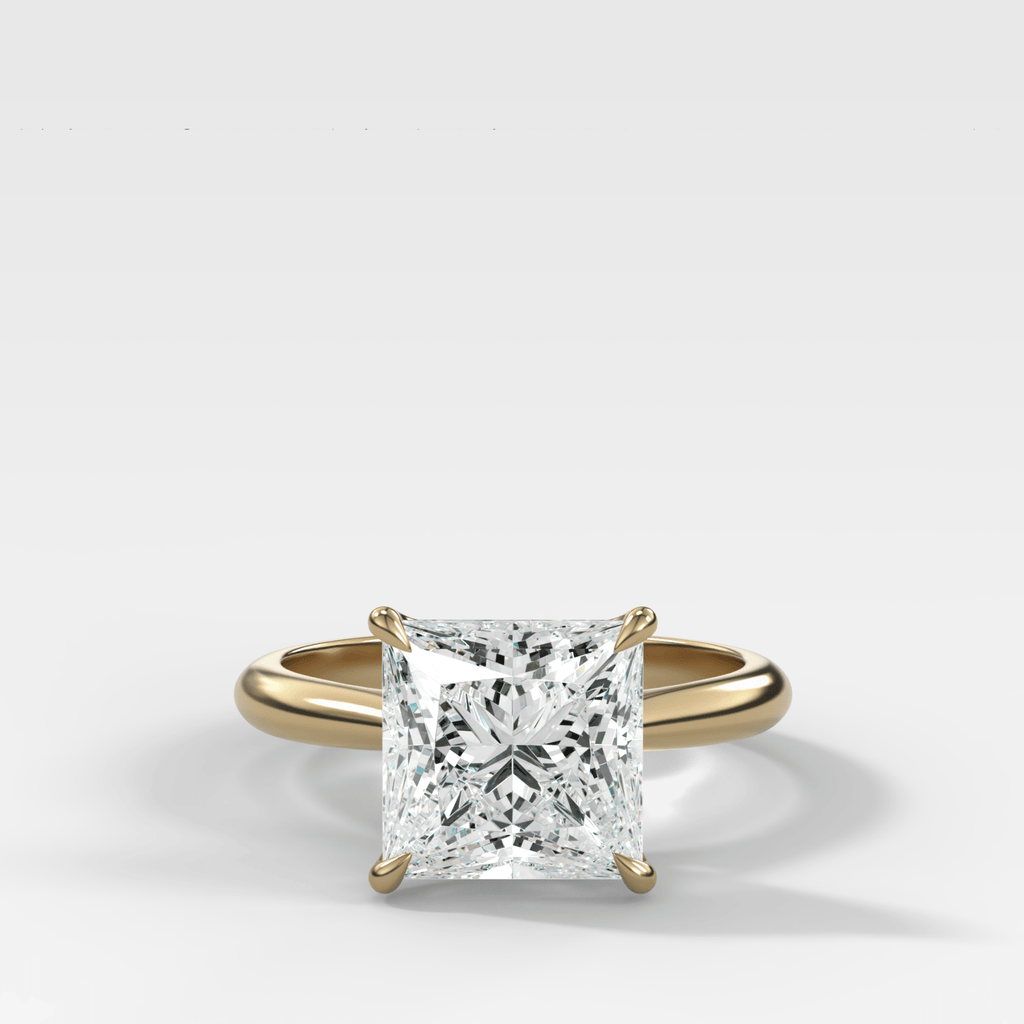 Tulip Basket Cathedral Engagement Ring with Princess Cut Diamond