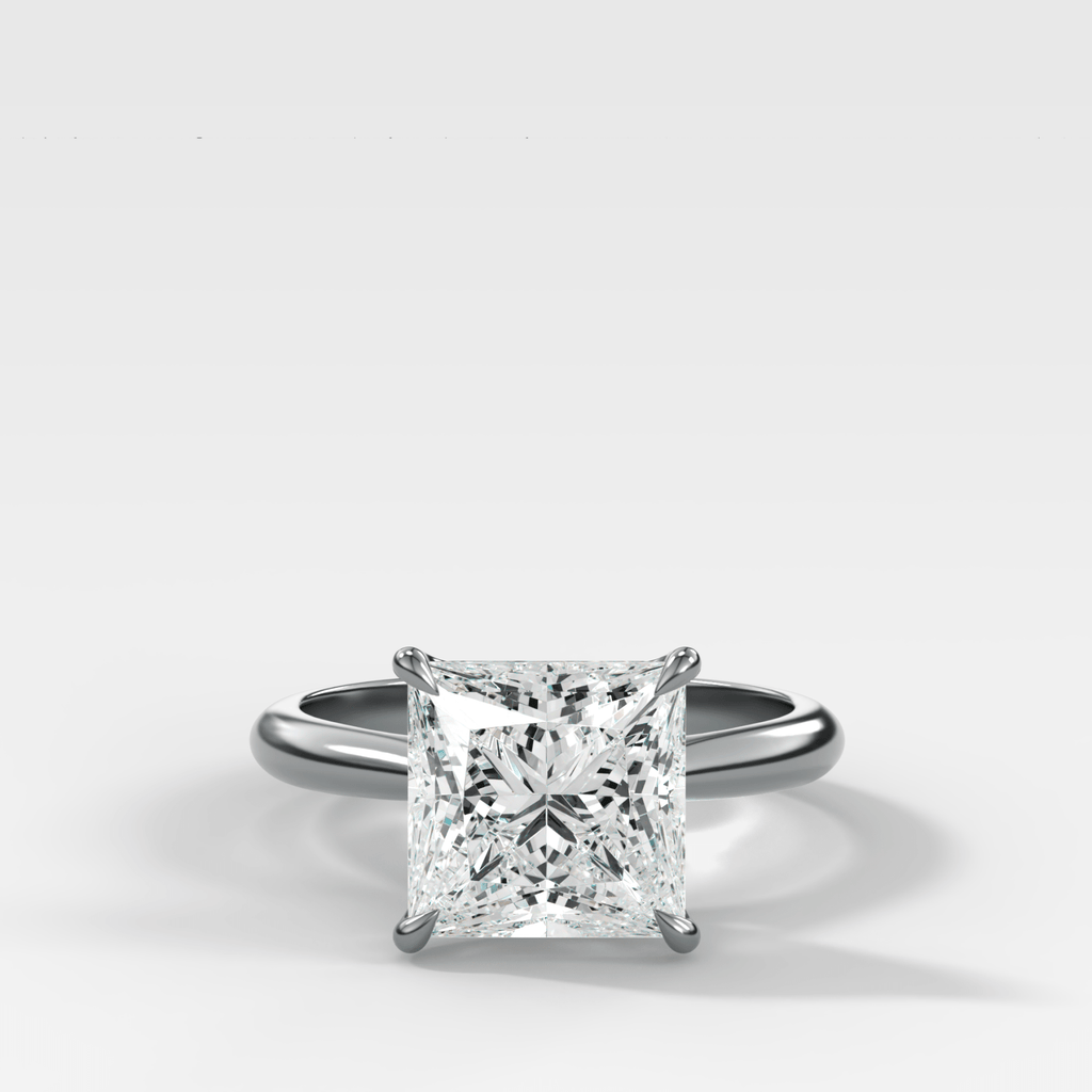 Tulip Basket Cathedral Engagement Ring with Princess Cut Diamond