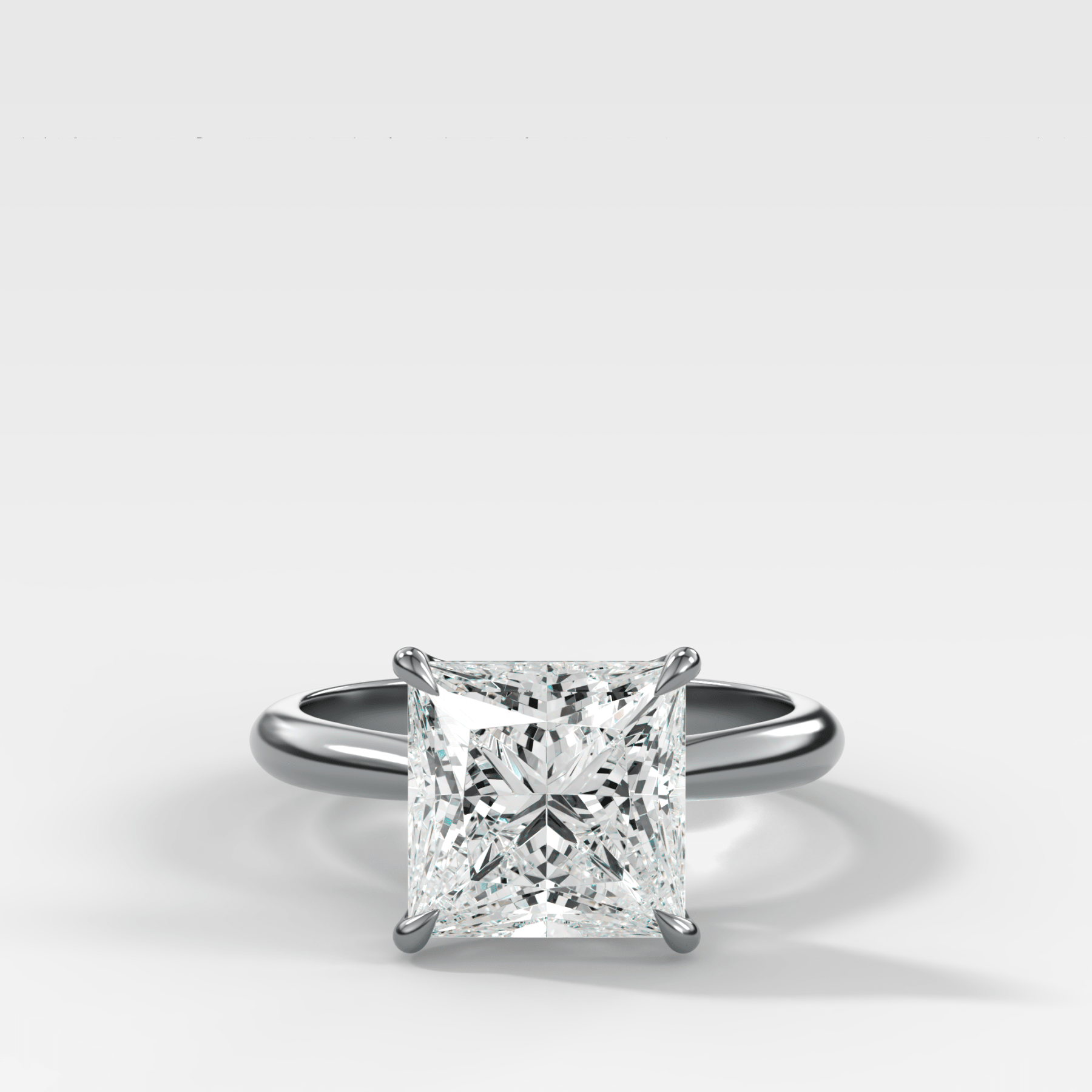 Tulip Basket Cathedral Engagement Ring with Princess Cut Diamond