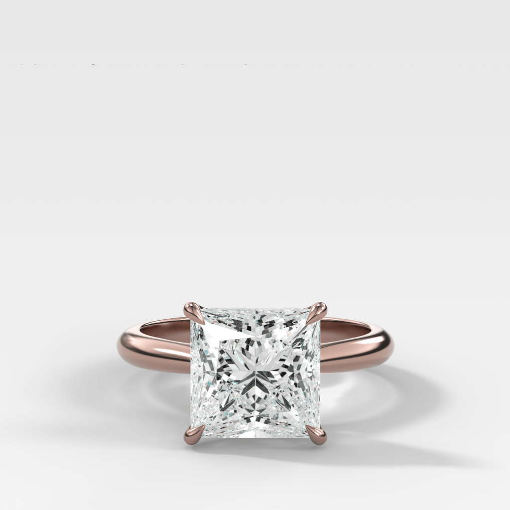 Tulip Basket Cathedral Engagement Ring with Princess Cut Diamond