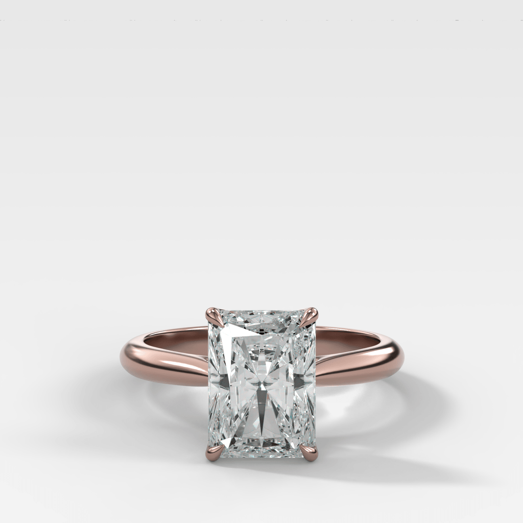 Tulip Basket Cathedral Engagement Ring with Radiant Cut Diamond