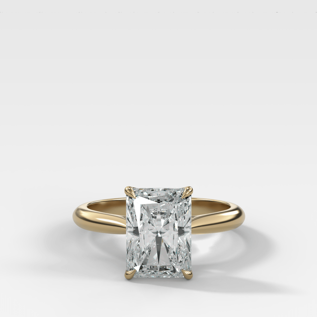 Tulip Basket Cathedral Engagement Ring with Radiant Cut Diamond