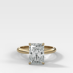 Tulip Basket Cathedral Engagement Ring with Radiant Cut Diamond