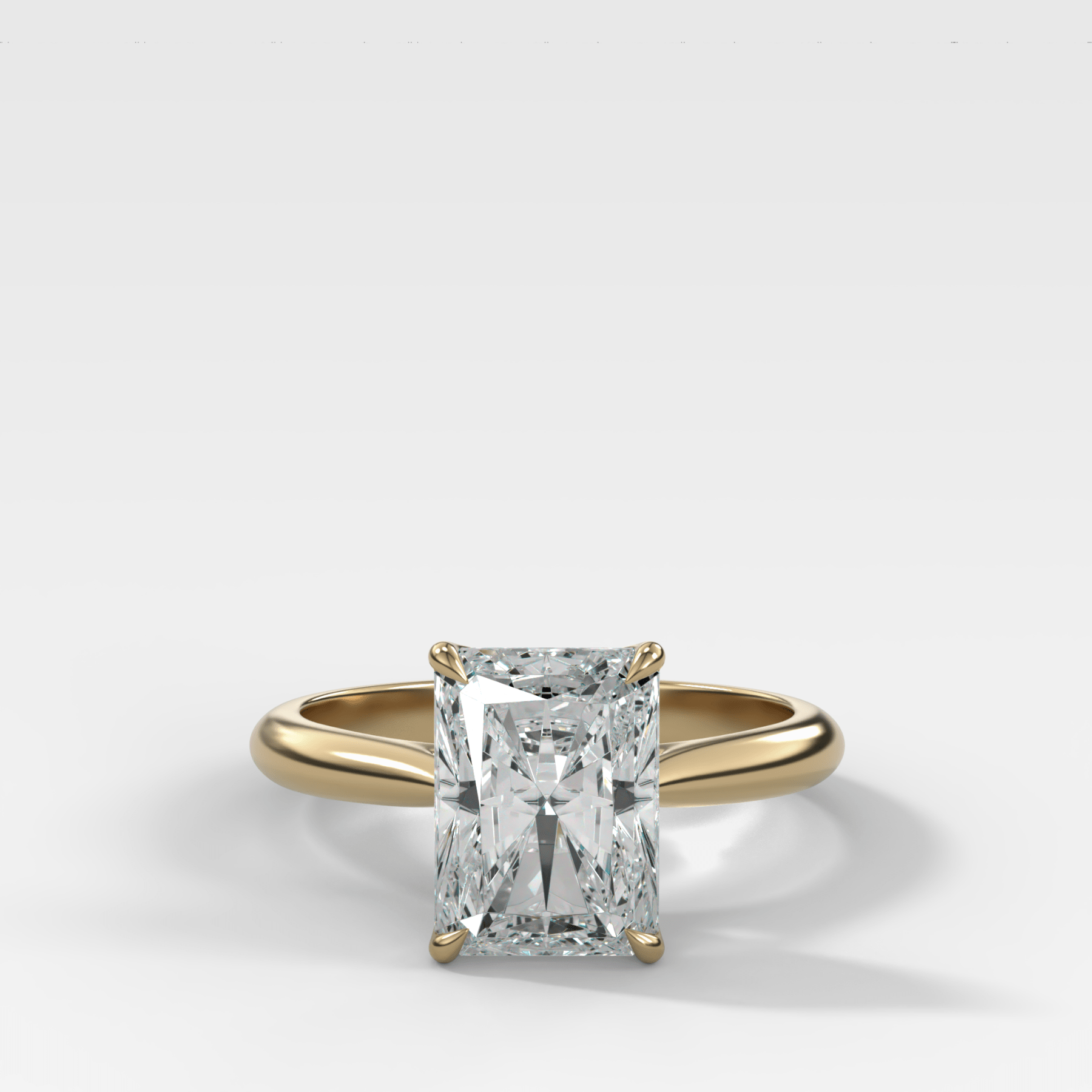 Tulip Basket Cathedral Engagement Ring with Radiant Cut Diamond