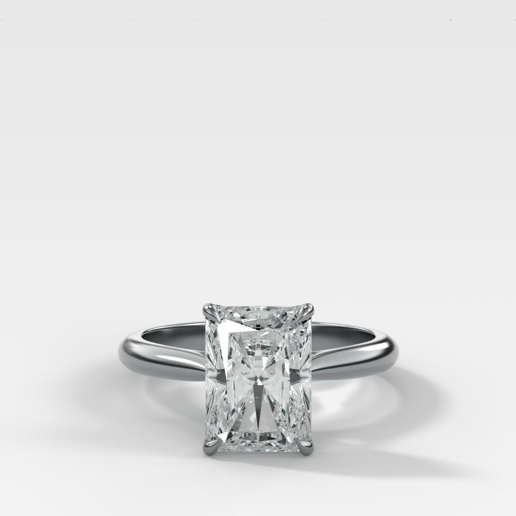 Tulip Basket Cathedral Engagement Ring with Radiant Cut Diamond