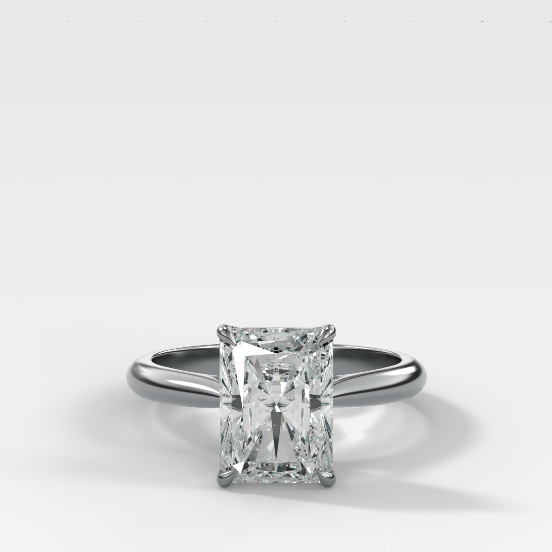 Tulip Basket Cathedral Engagement Ring with Radiant Cut Diamond