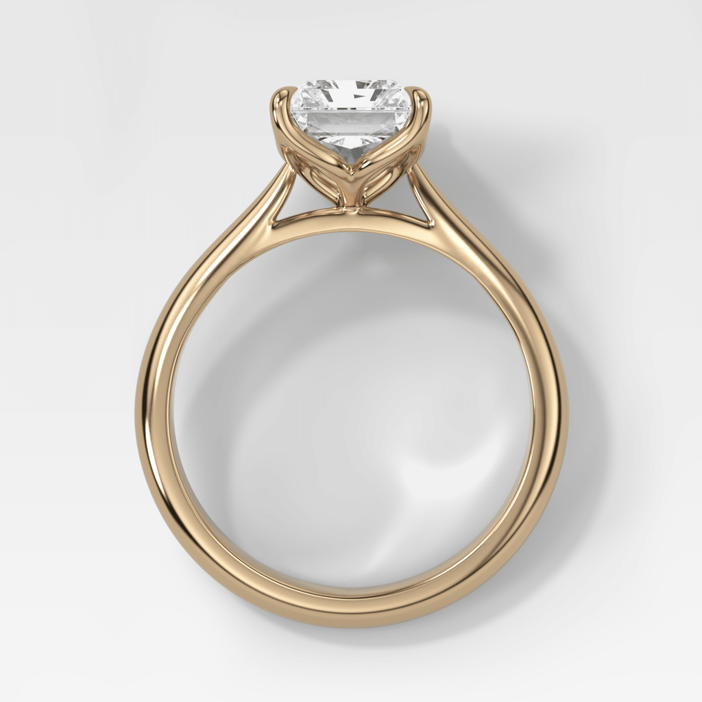 Tulip Basket Cathedral Engagement Ring with Radiant Cut Diamond