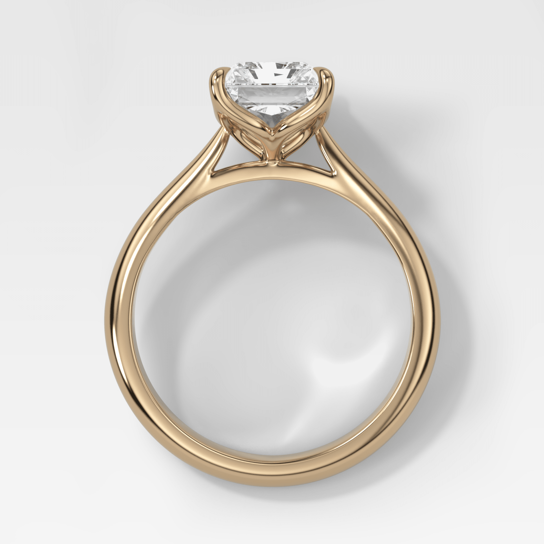 Tulip Basket Cathedral Engagement Ring with Radiant Cut Diamond