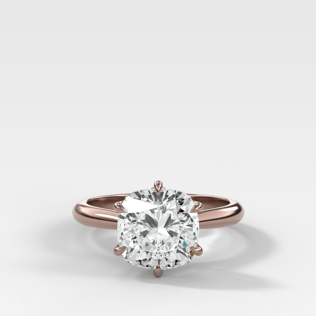 Tulip Basket Cathedral Engagement Ring with Square Cushion Cut Diamond