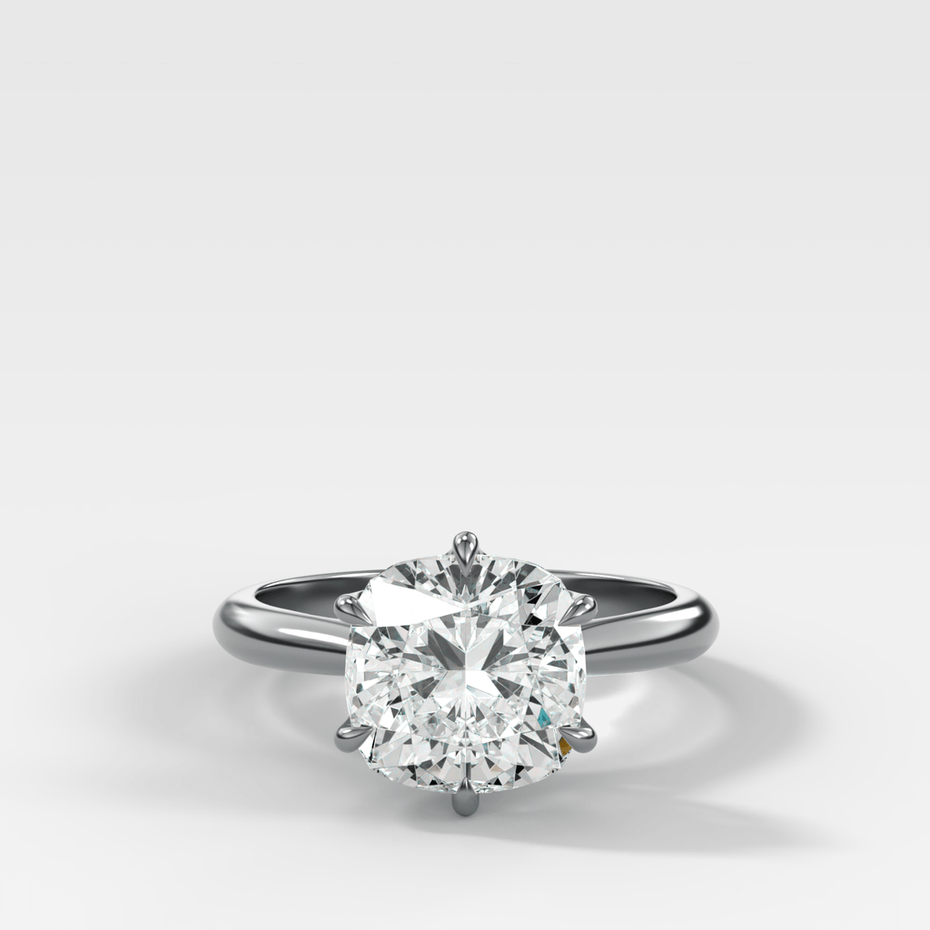 Tulip Basket Cathedral Engagement Ring with Square Cushion Cut Diamond