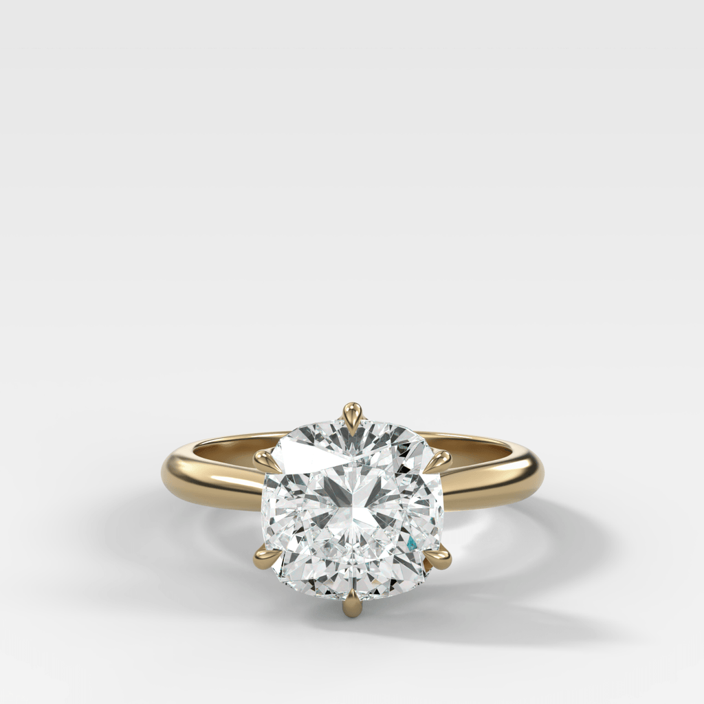 Tulip Basket Cathedral Engagement Ring with Square Cushion Cut Diamond