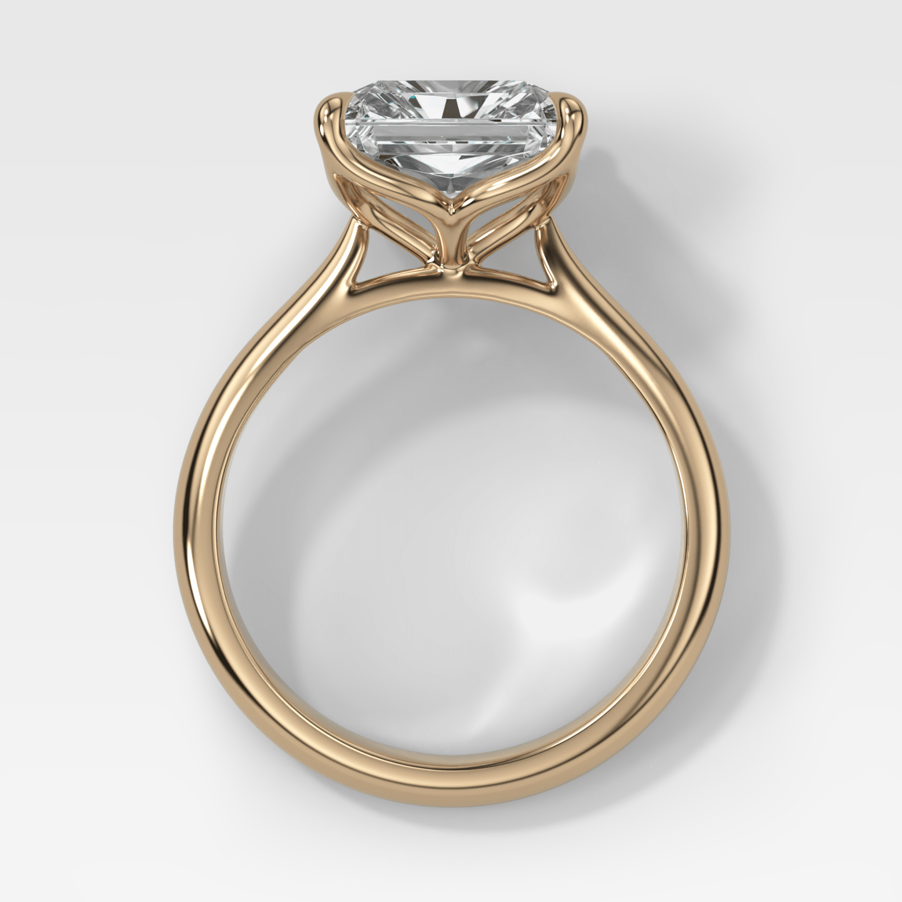 Tulip Basket Cathedral Engagement Ring with Square Radiant Cut Diamond