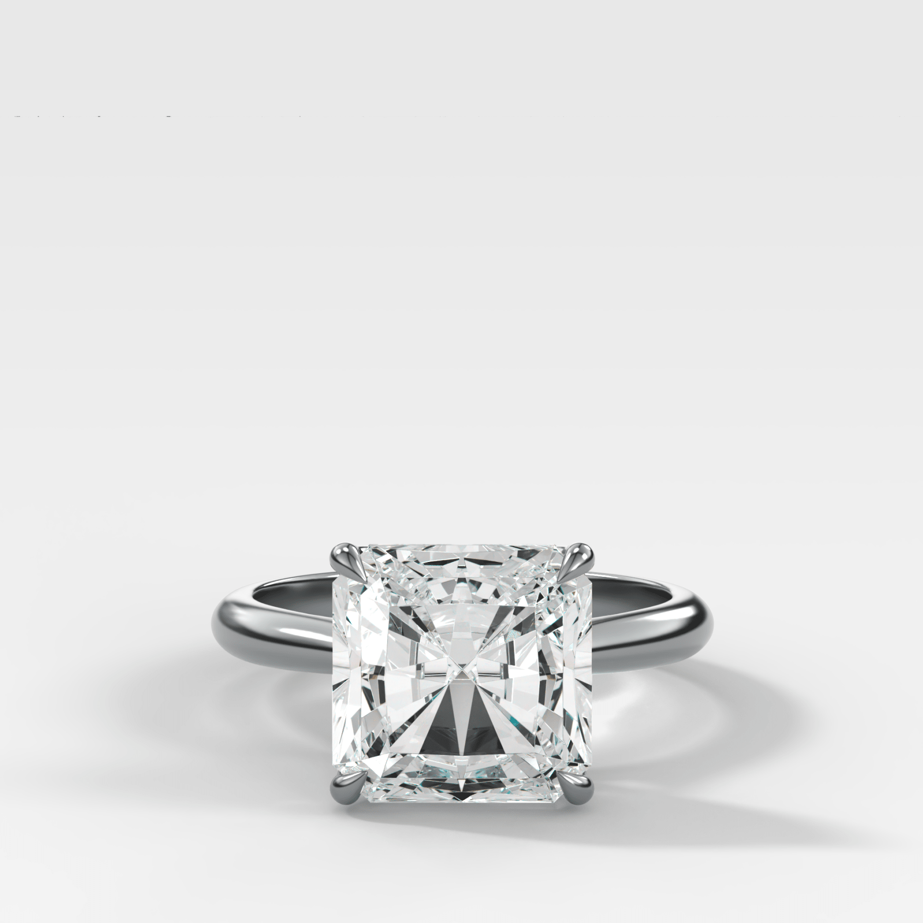 Tulip Basket Cathedral Engagement Ring with Square Radiant Cut Diamond