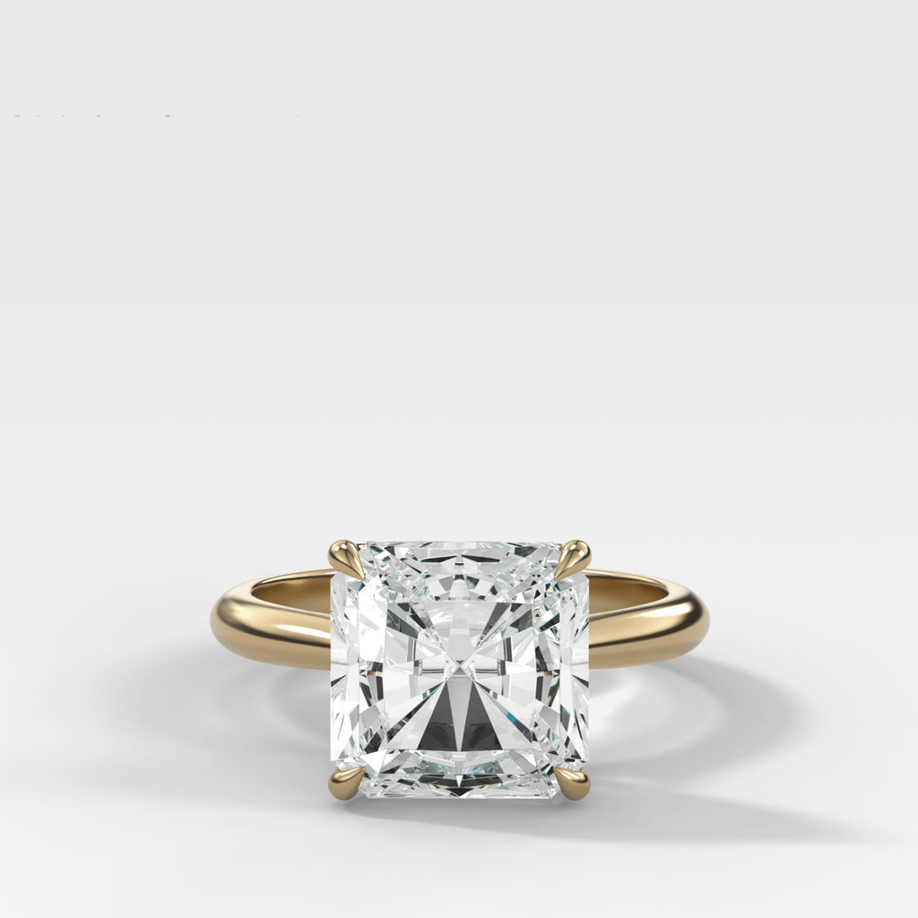Tulip Basket Cathedral Engagement Ring with Square Radiant Cut Diamond