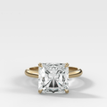 Tulip Basket Cathedral Engagement Ring with Square Radiant Cut Diamond
