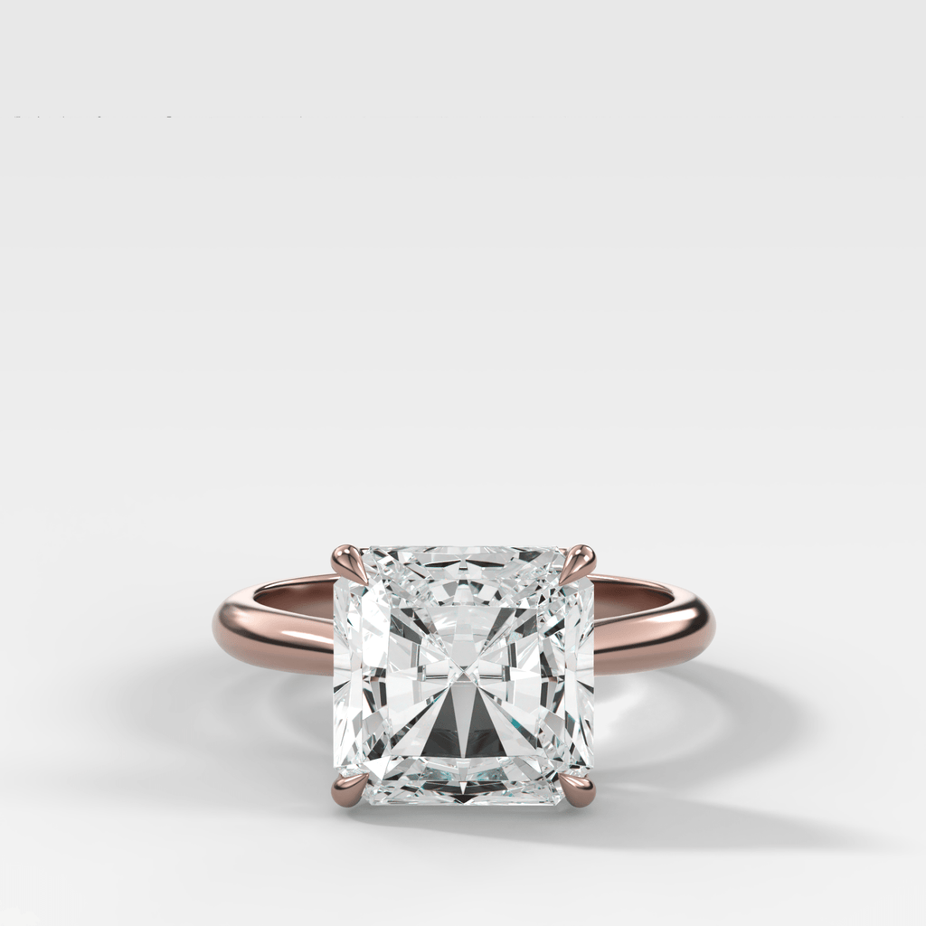 Tulip Basket Cathedral Engagement Ring with Square Radiant Cut Diamond