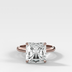 Tulip Basket Cathedral Engagement Ring with Square Radiant Cut Diamond