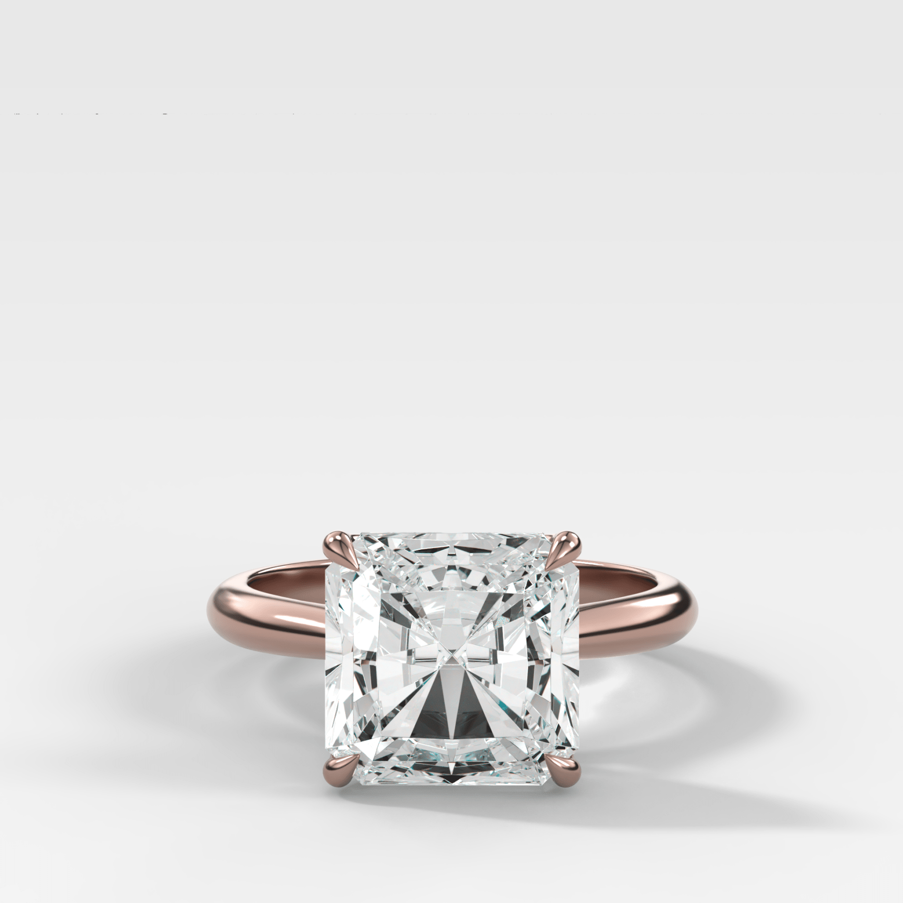 Tulip Basket Cathedral Engagement Ring with Square Radiant Cut Diamond