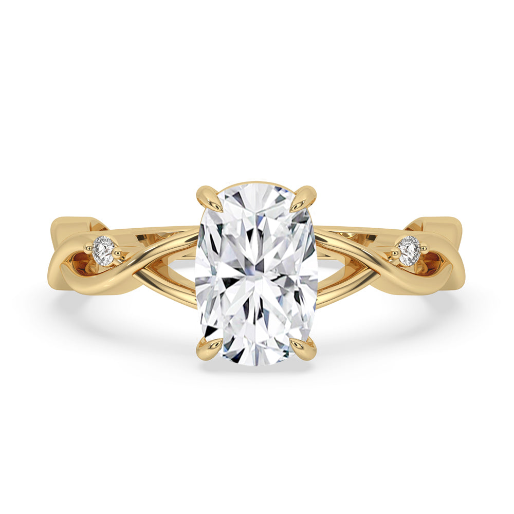 Twisted Engagement Ring With Elongated Cushion Diamond Main image