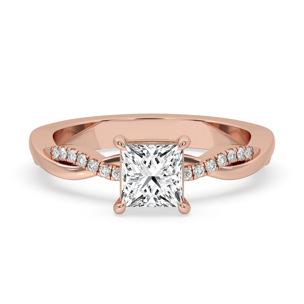 Princess Cut Twisted Band Engagement Ring Main image