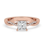 Princess Cut Twisted Band Engagement Ring