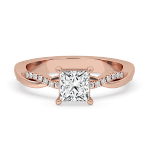 Princess Cut Twisted Band Engagement Ring