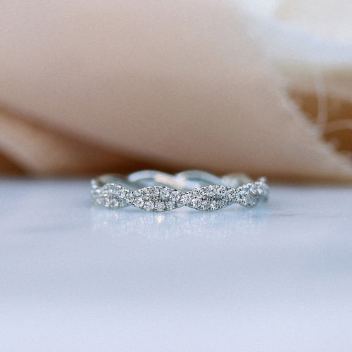 1.0 TCW Round Brilliant Full Eternity Twisted Moissanite Wedding Band