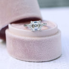 2.0 CT Asscher Cut Moissanite Three Stones Engagement Ring