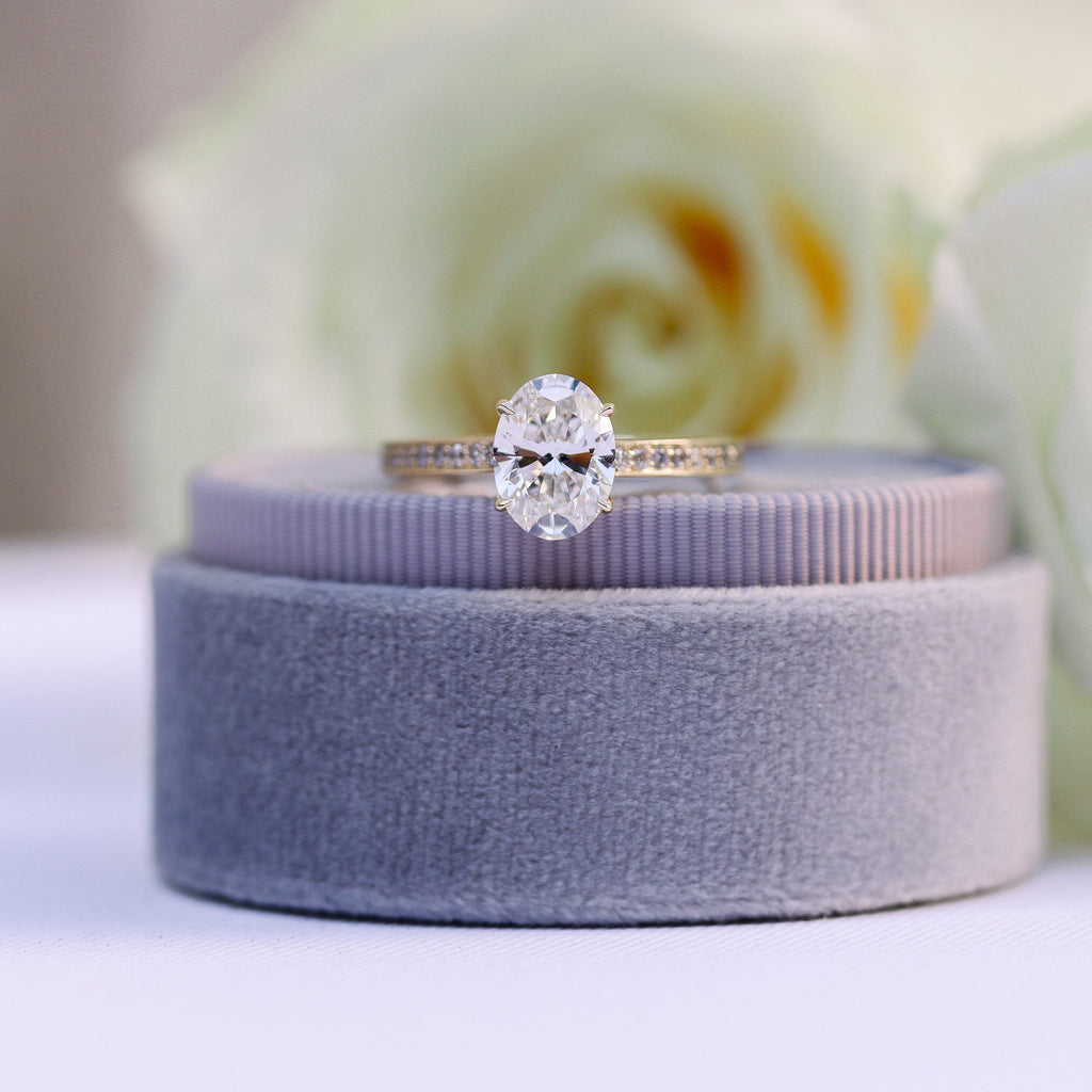 2.50 CT Oval Moissanite Pave Setting Engagement Ring