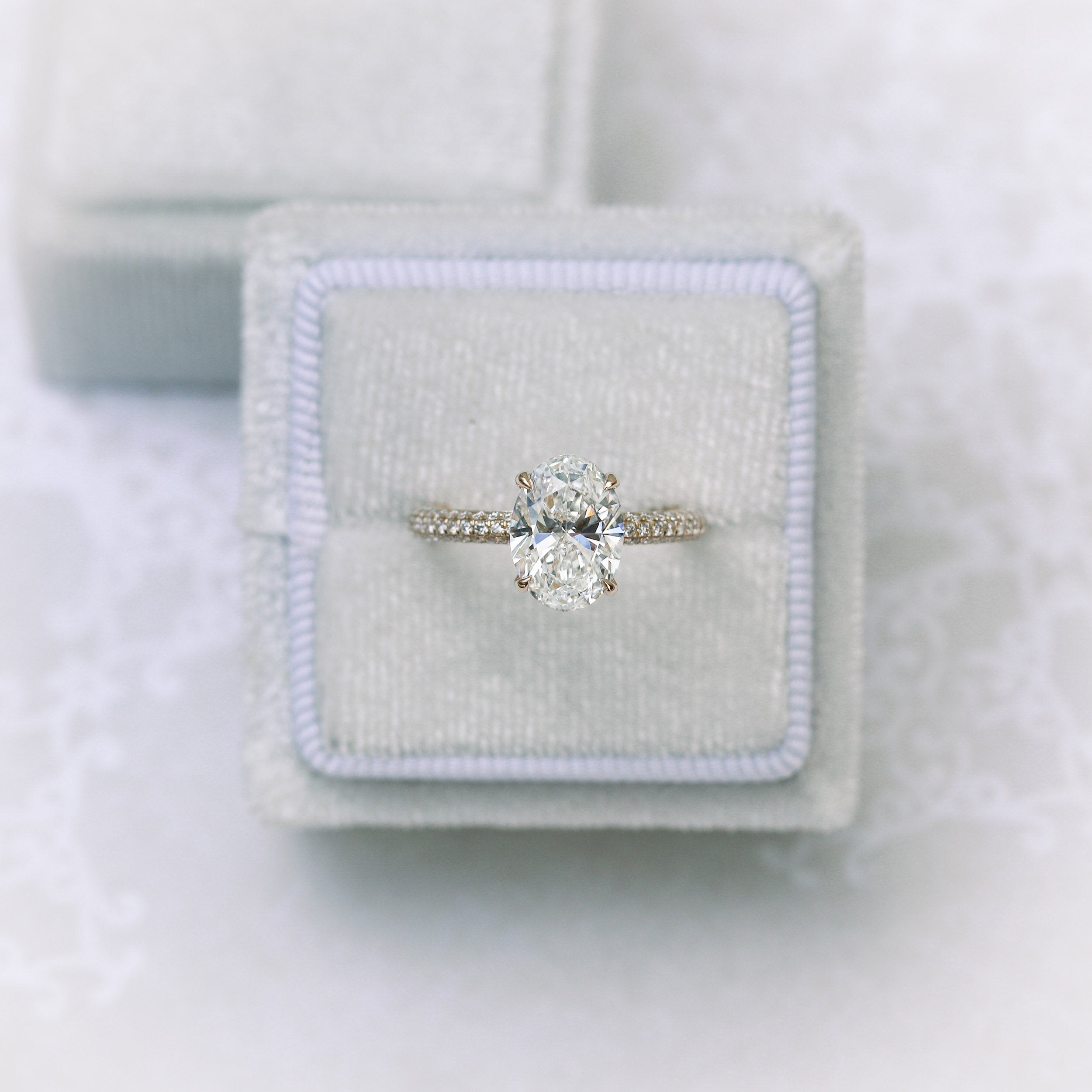 1.50 CT Oval Cut Moissanite Three Side Pave Setting Engagement Ring