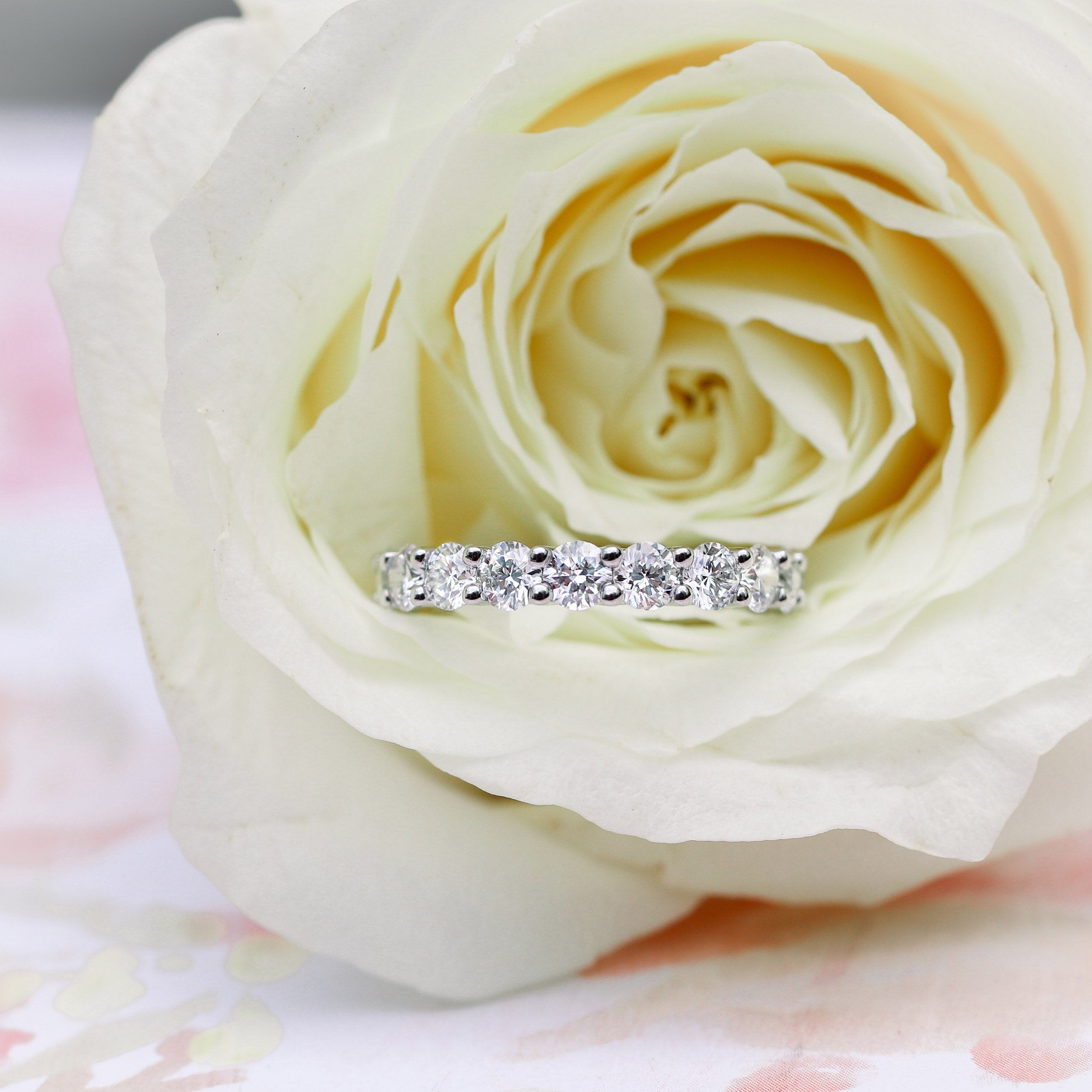 2.0 TCW Round Brilliant Cut Full Eternity Diamond Wedding Band