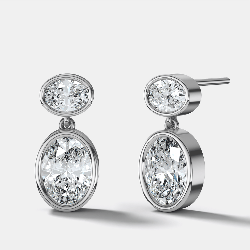 Two Stone Bezel Drop with Oval Cut Diamonds