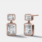 Two Stone Bezel Drop with Radiant Cut Diamonds