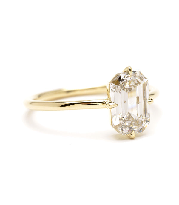 1.63 CT Emerald Cut Moissanite Solitaire Engagement Ring