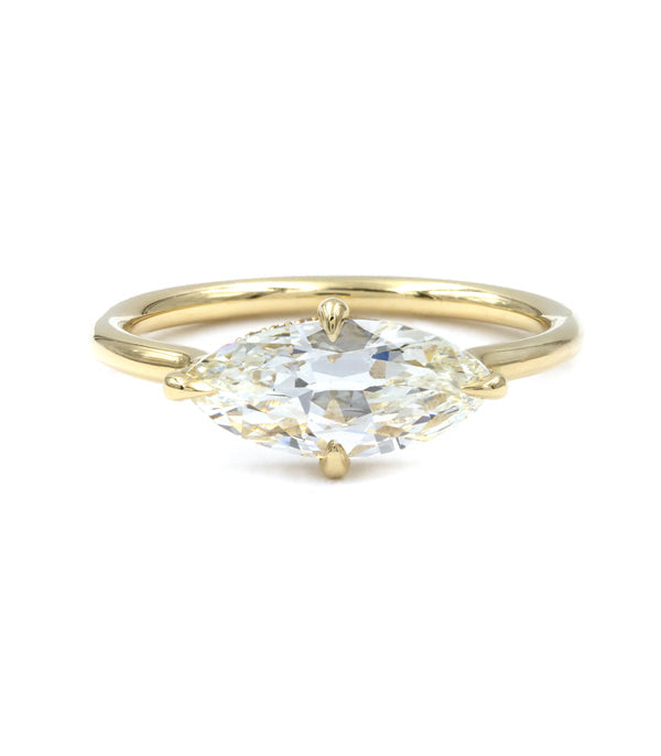 1.18 CT East West Marquise Diamond Moissanite Hidden Halo Engagement Ring