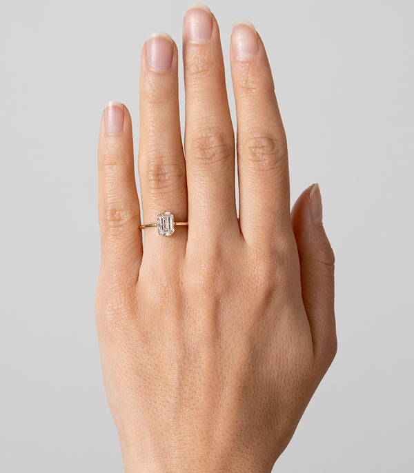 1.63 CT Emerald Cut Moissanite Solitaire Engagement Ring
