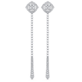 0.75 TCW Round Moissanite Diamond Long Drop Earrings