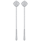 0.75 TCW Round Moissanite Diamond Long Drop Earrings