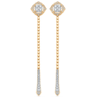 0.75 TCW Round Moissanite Diamond Long Drop Earrings