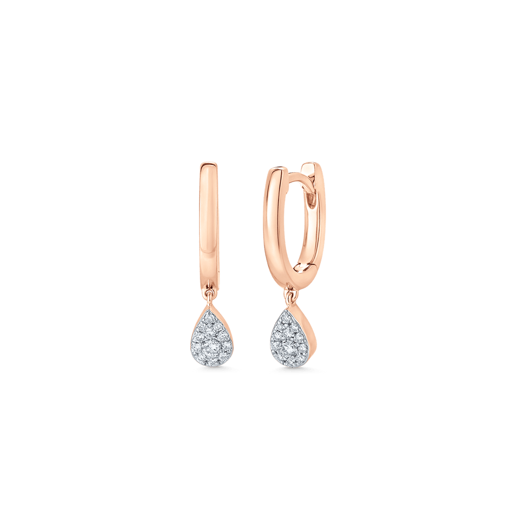 0.14 TCW Round Moissanite Diamond Drop Huggie Earrings