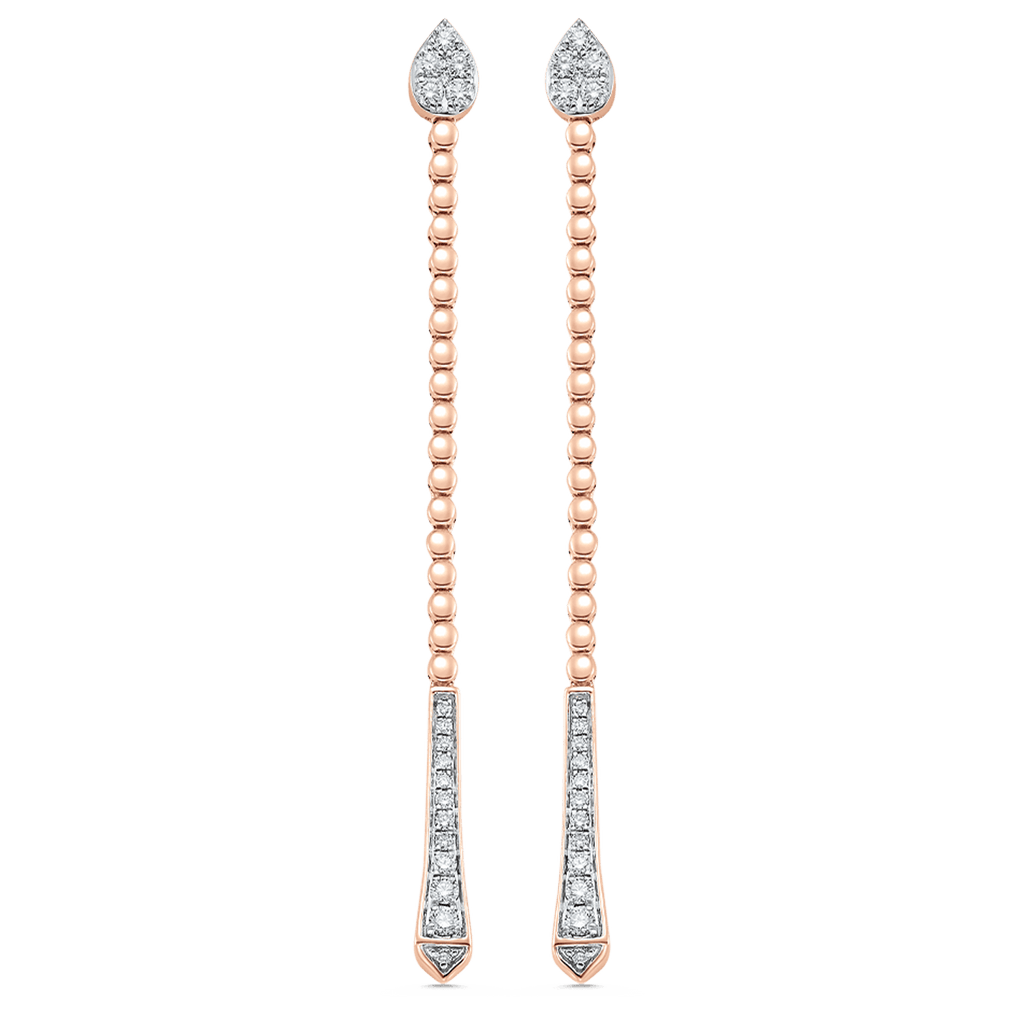 0.41 TCW Round Moissanite Diamond Long Drop Earrings