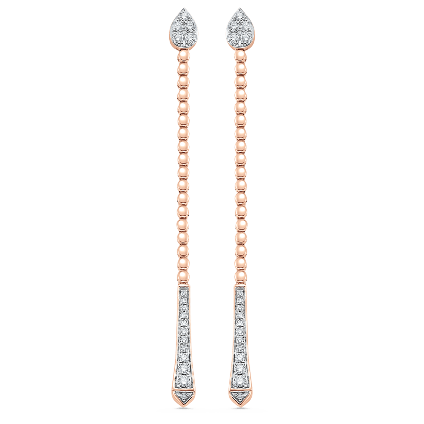 0.41 TCW Round Moissanite Diamond Long Drop Earrings