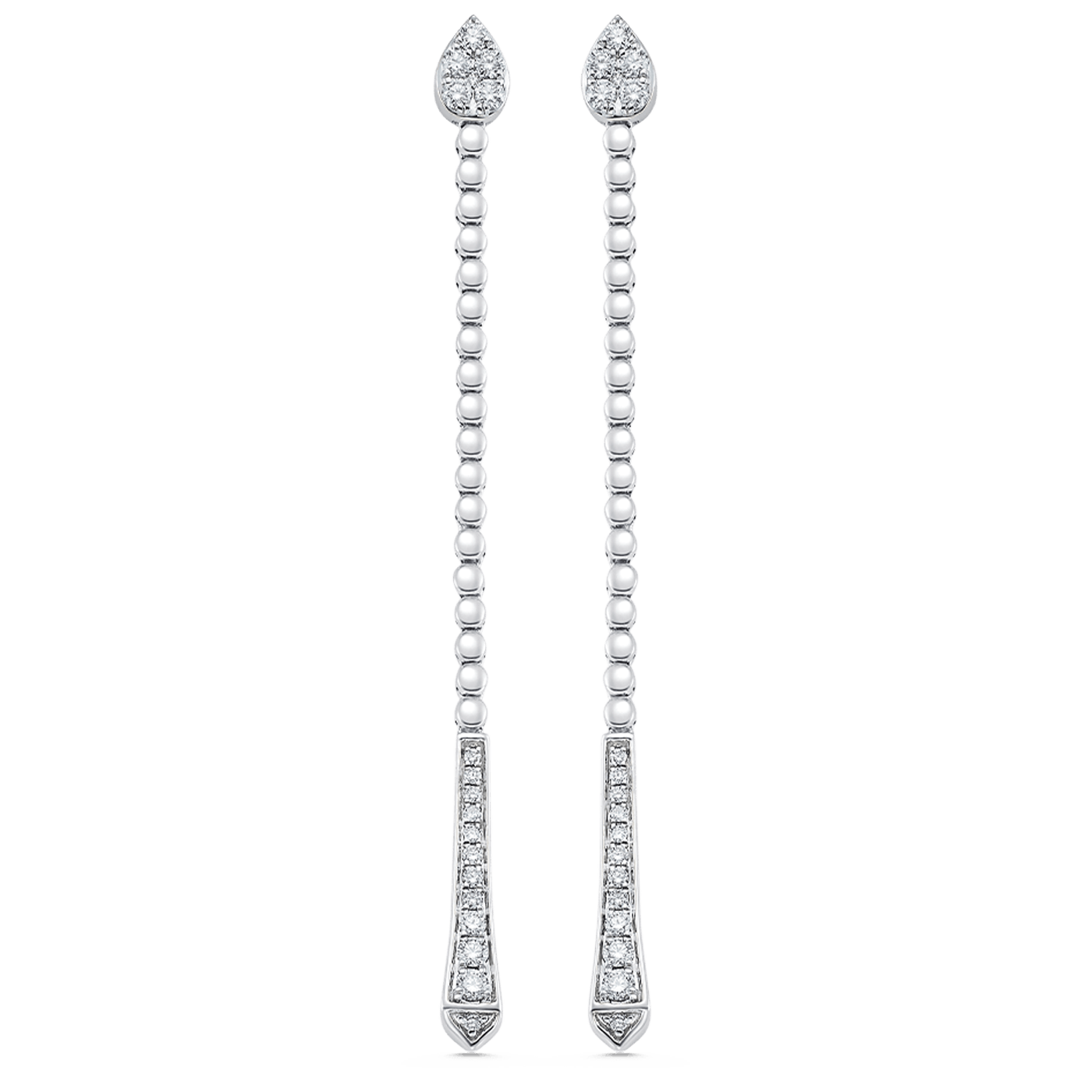 0.41 TCW Round Moissanite Diamond Long Drop Earrings